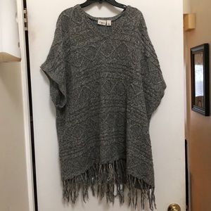 Gray knit poncho
